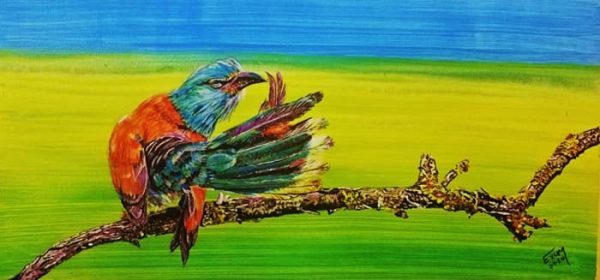 Bird Acrylic on Canvas Paper